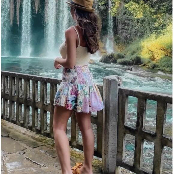 Zara Floral Patchwork High Rise Flowy Shorts Size Medium Blogger Favorite - Picture 6 of 10